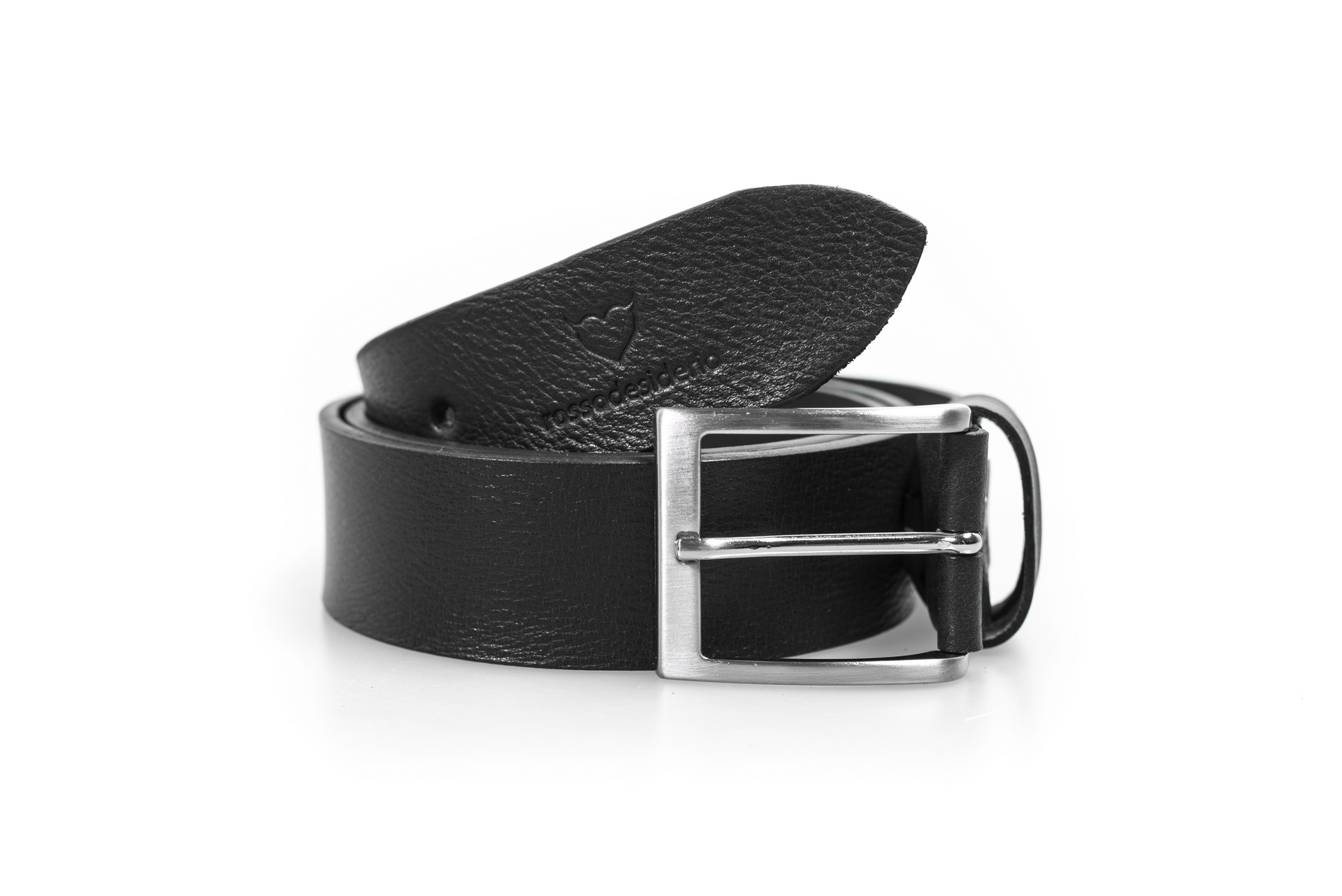 URBAN FOREST Cintura In Pelle Uomo - Nero Con Fibbia Nera Opaca, Taglia Regolabile (Max Vita 44), Larghezza 3.8 Cm