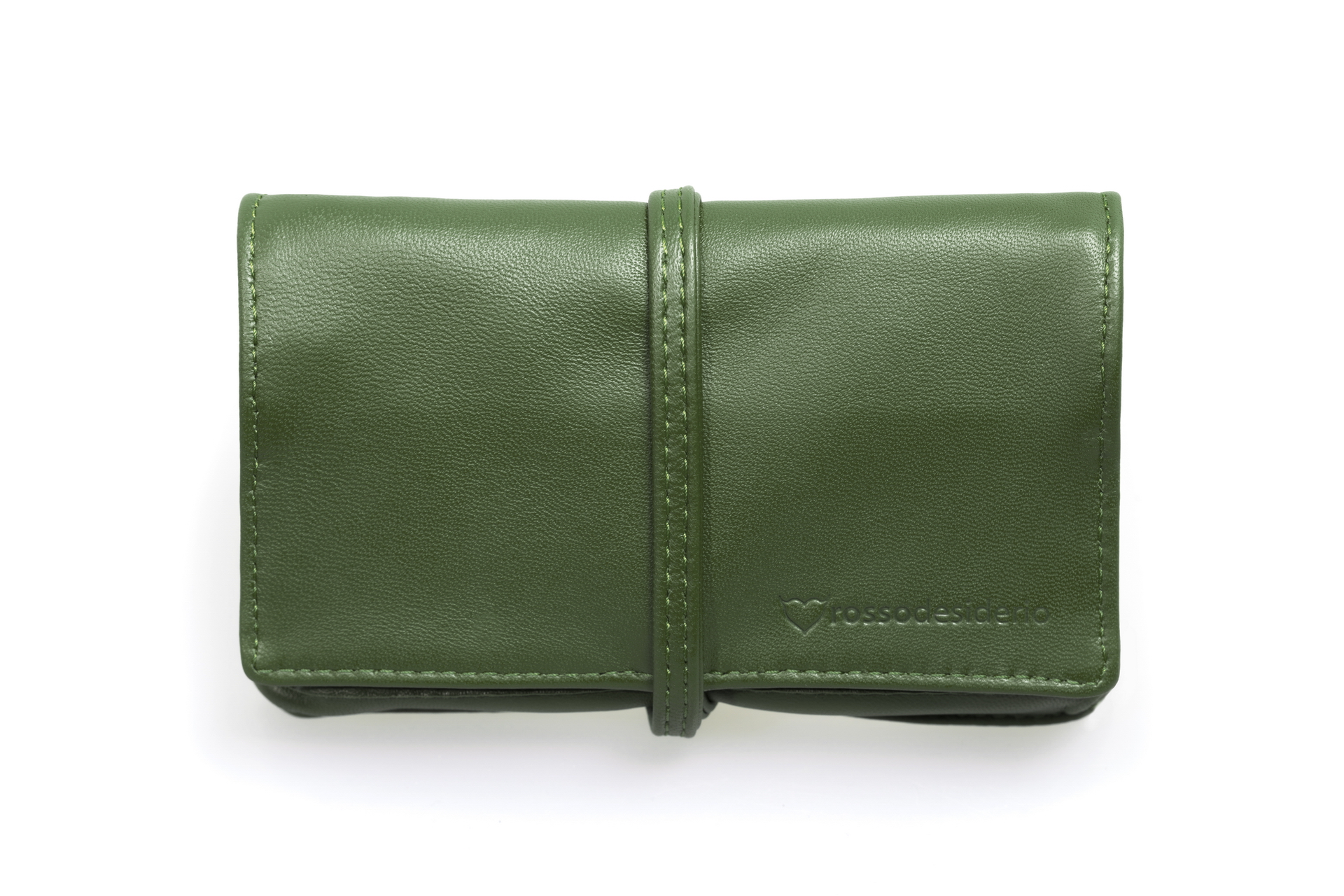 Portatabacco borsello verde in vera pelle