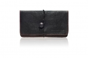 Portatabacco Fuoco Small - Linea Vesuvio nero con cuciture rosse