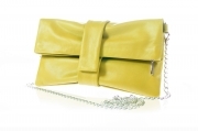 Clutch Fiocco Gialla - Borsa artigianale in vera pelle con tracolla