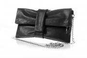 Clutch Fiocco Nera - Borsa artigianale in vera pelle con tracolla