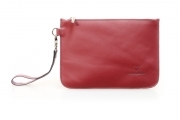 Pochettina rossa in vera pelle con laccio