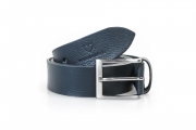 Cintura blu da uomo in vera pelle con fibbia cromata 110-125