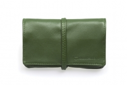 Portatabacco borsello verde in vera pelle