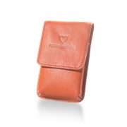 Portasigarette slim arancione in vera pelle