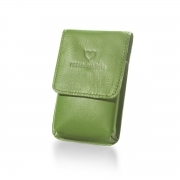 Portasigarette slim verde in vera pelle