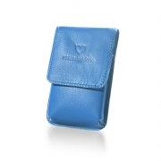 Portasigarette slim blu avio in vera pelle