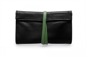 Real leather Black and Green tobacco pouch
